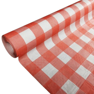 Tafelkleed rood/wit geblokt papier 8.0 x 1.2 meter op rol